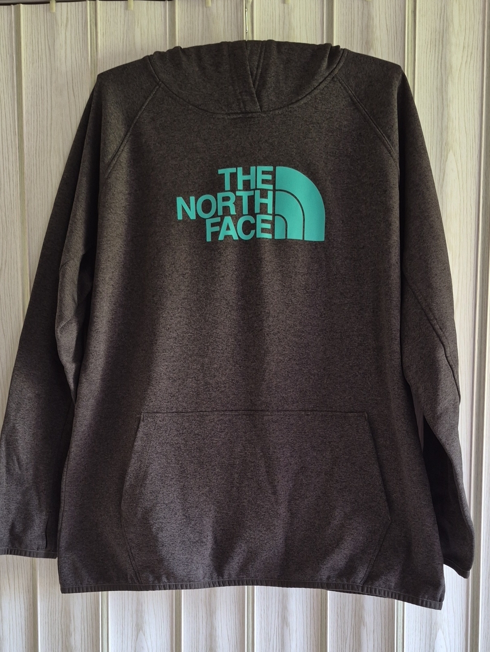 The North Face Dark Gray Crewneck Sweatshirt with Teal Logo